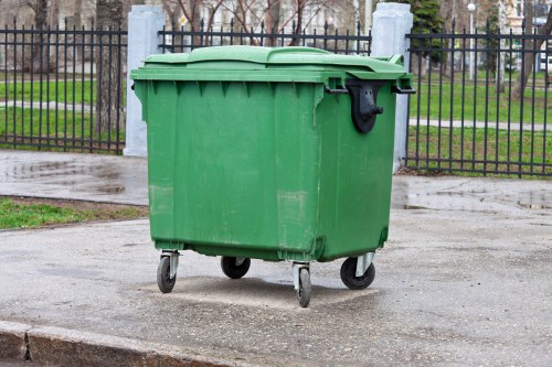 Commercial skip being delivered to a business site in Pimlico